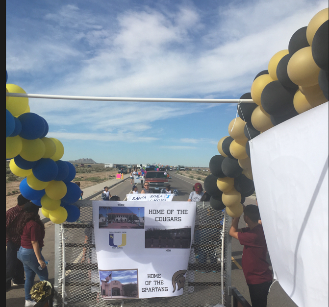 View of parade from float